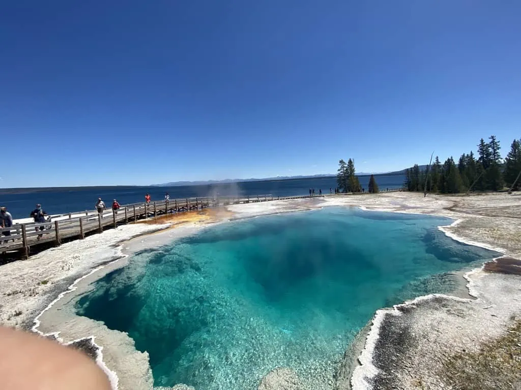 West Thumb geyser basin next to Yellowstone Lake