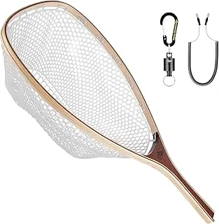Professional trout landing net with soft rubber mesh