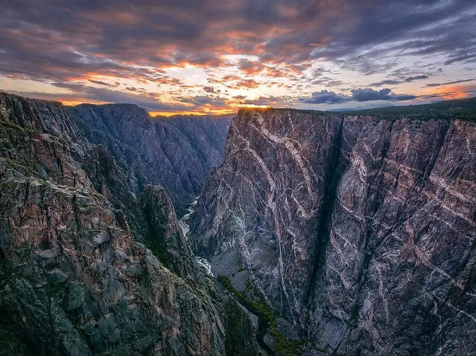 Painted Wall at Black Canyon of the Gunnison National Park showing the massive cliff face
