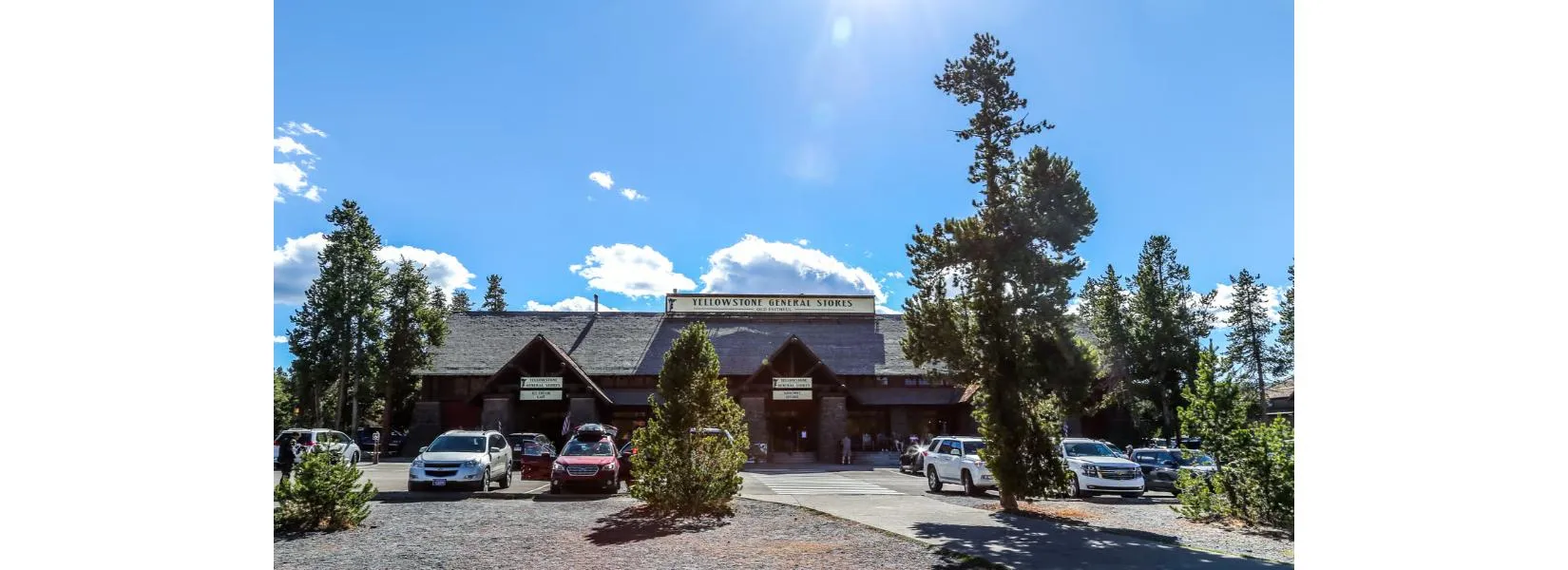 Old Faithful General Store exterior with rustic architecture and mountain backdrop