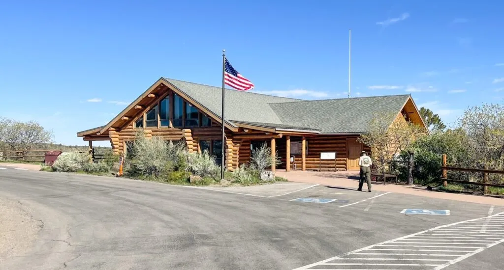 Black Canyon of the Gunnison visitor center building exterior with parking area