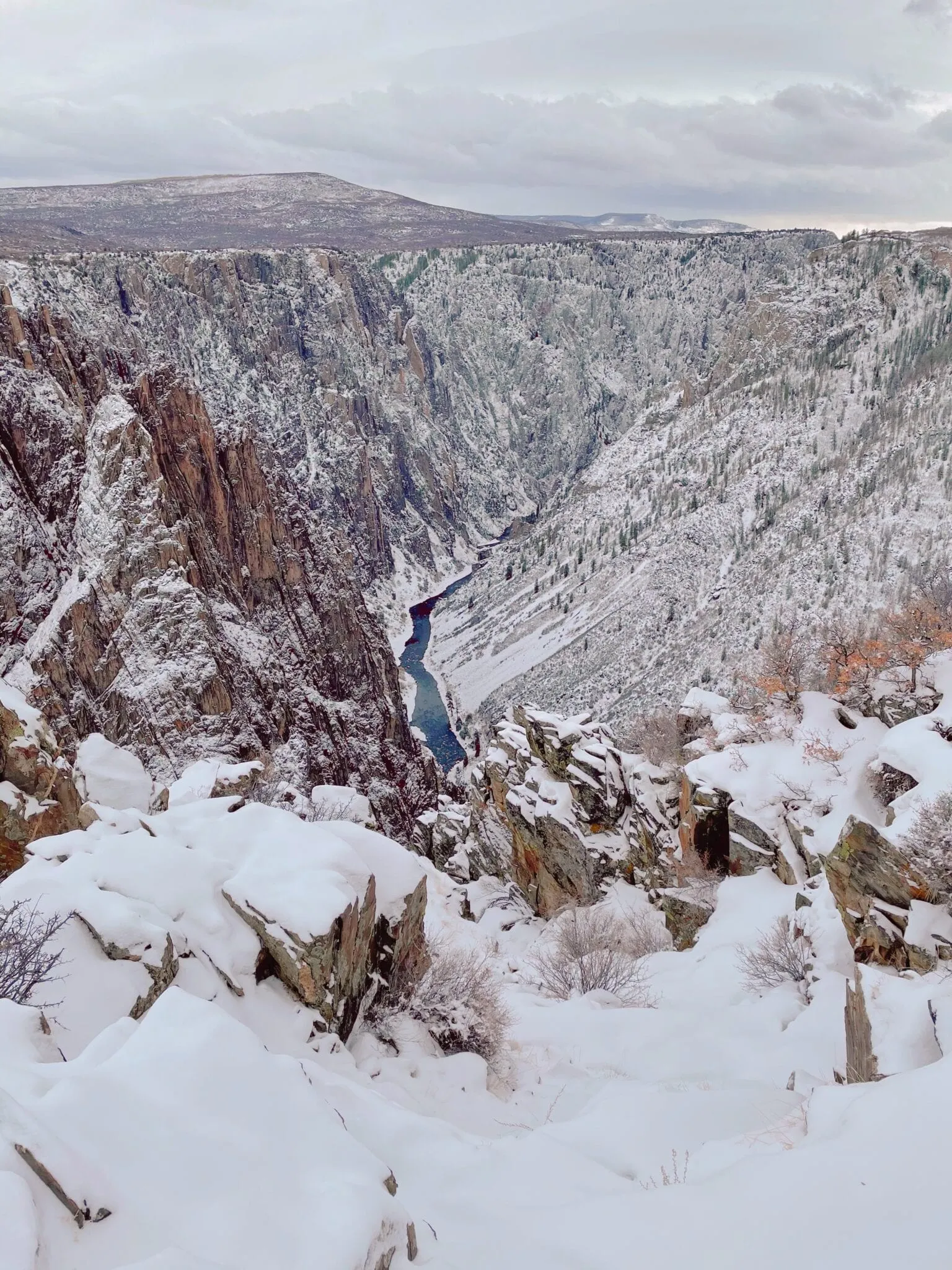 Winter views from Montrose area looking toward Black Canyon with snow-covered landscape
