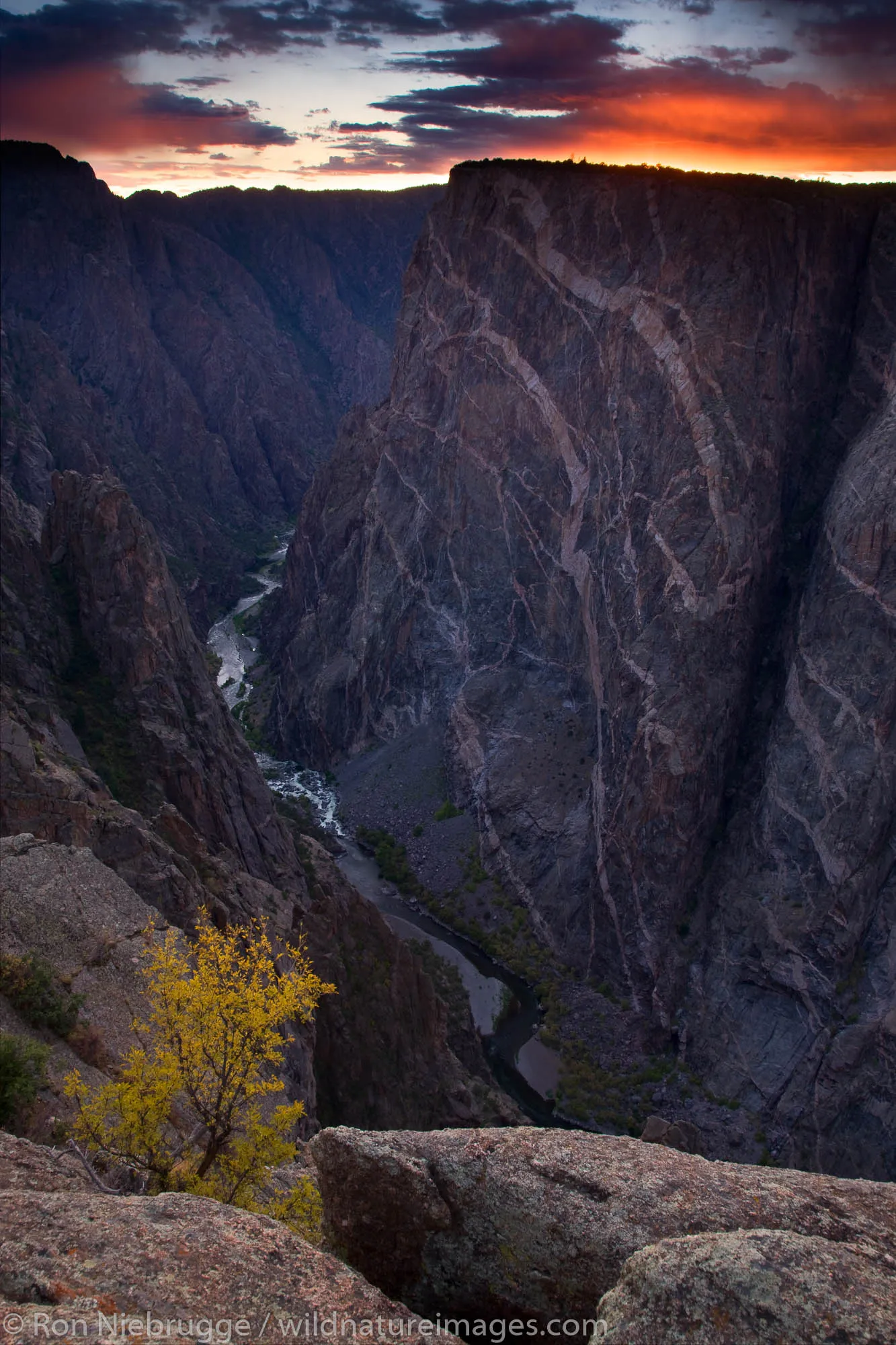 Painted Wall geological formations in Black Canyon of the Gunnison