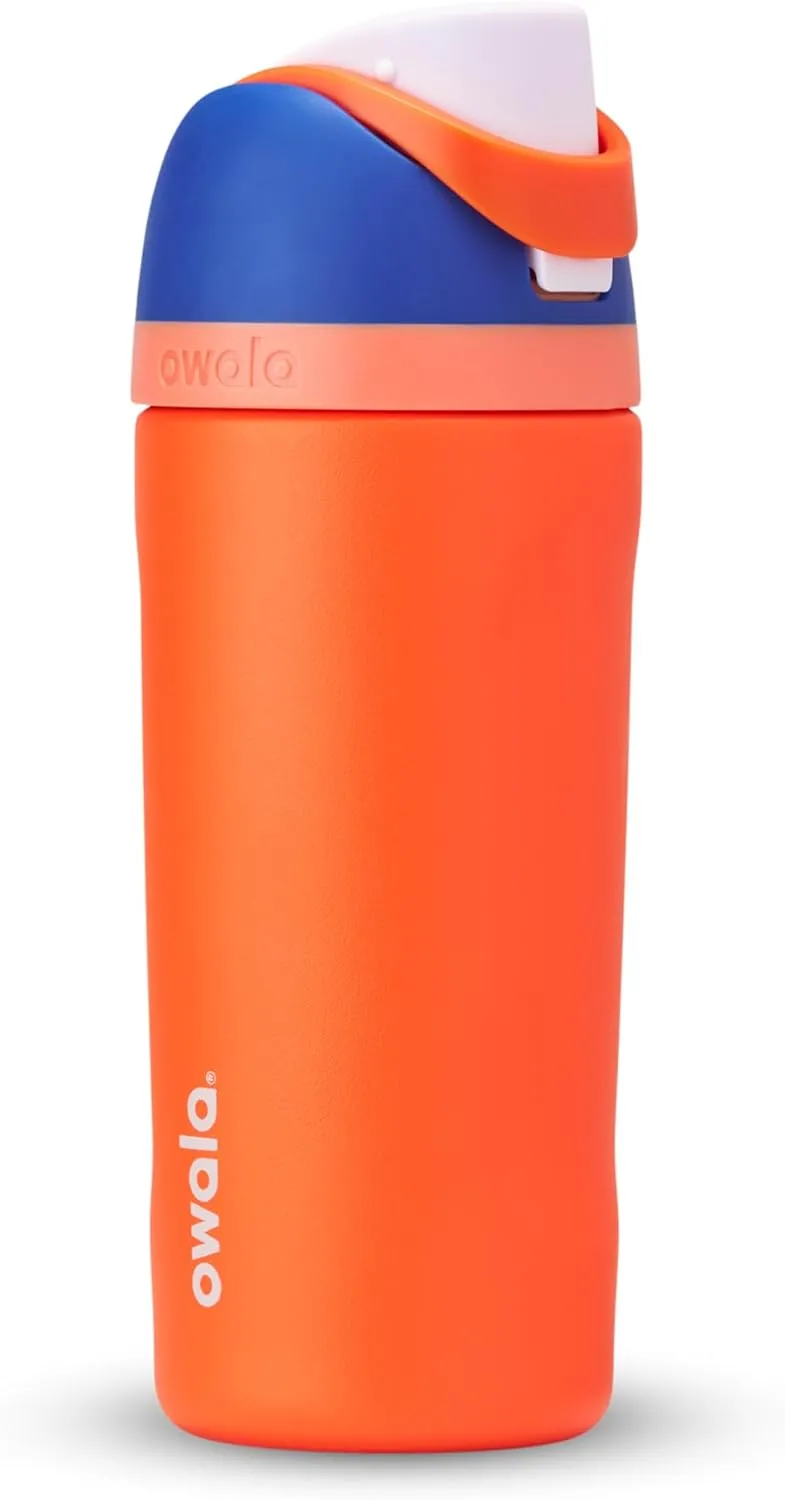 Owala Kids FreeSip 16oz insulated stainless steel water bottle with dual-function straw and spout lid in blue citrus
